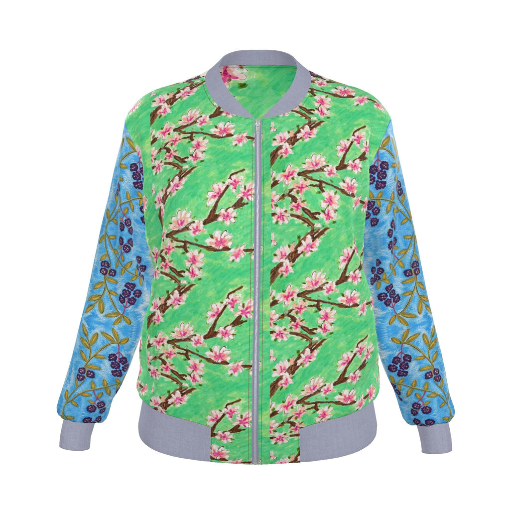 Blooming Grace Reversible Silk Bomber Jacket